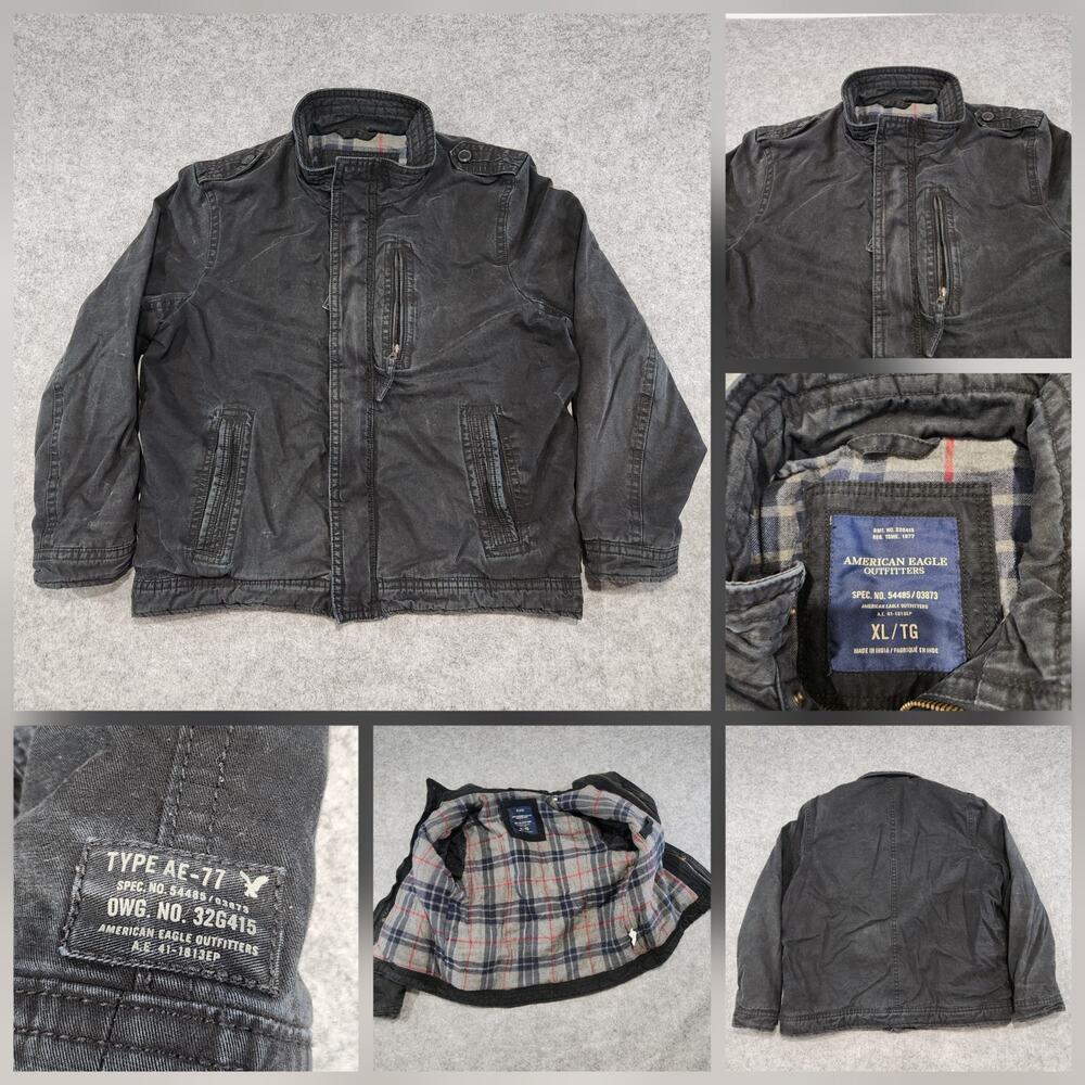 VTG American Eagle Men XL Heavyweight Military Army Utility Flannel Lined Jakcet